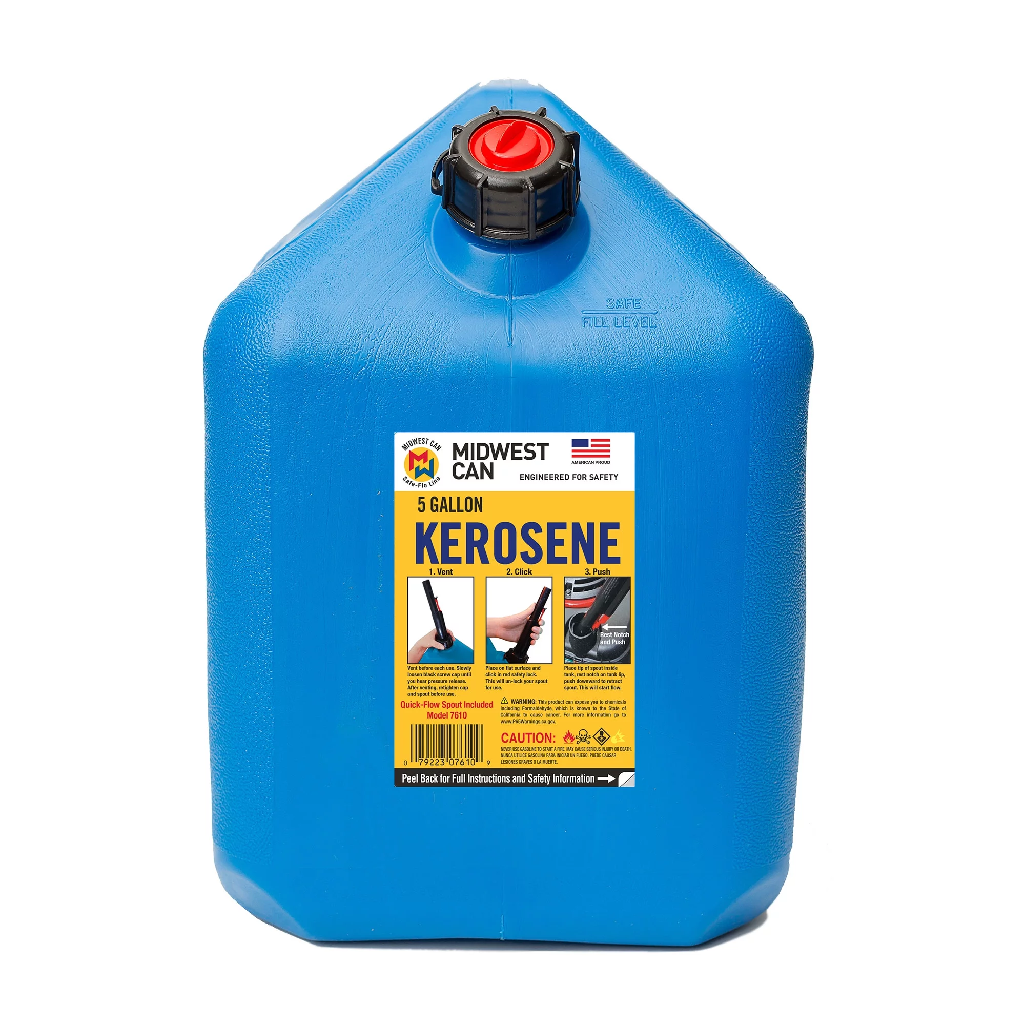 Midwest Can Company 7610 5 Gal Kerosene Gas Can Container with Spout (4 Pk)