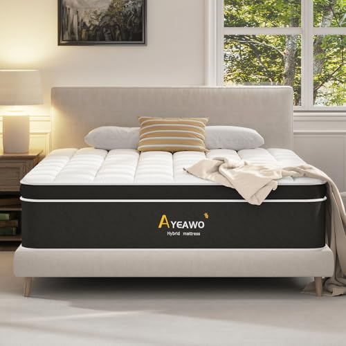 Firm King Size Mattress, 12 Inch Hybrid King Bed Mattress with Gel Memory Foam and Pocket Springs, Comfort Bed in a Box, Pressure Relief and Motion Isolation, 365-Night Trial, CertiPUR-US