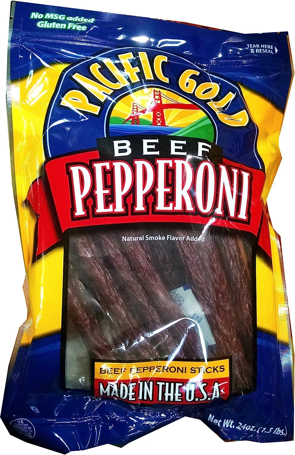 Pacific Gold All Beef Pepperoni Jerky Sticks, Gluten Free, 24-ounces
