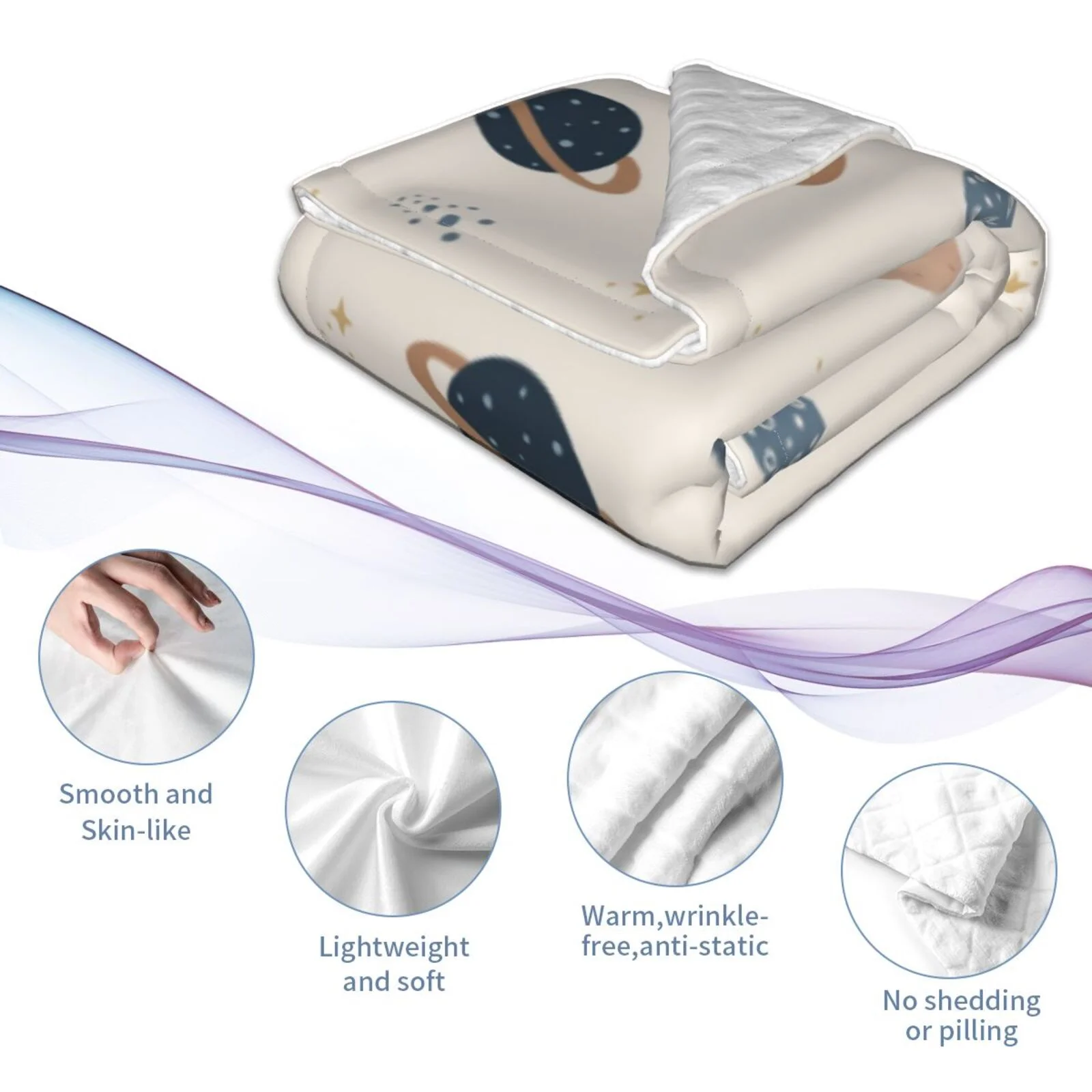 ZNDUO Baby Blanket, Soft and Cosy Polyester Blanket 40 x 30 Inch Baby Throw Blanket, Brown Space Planet Pattern