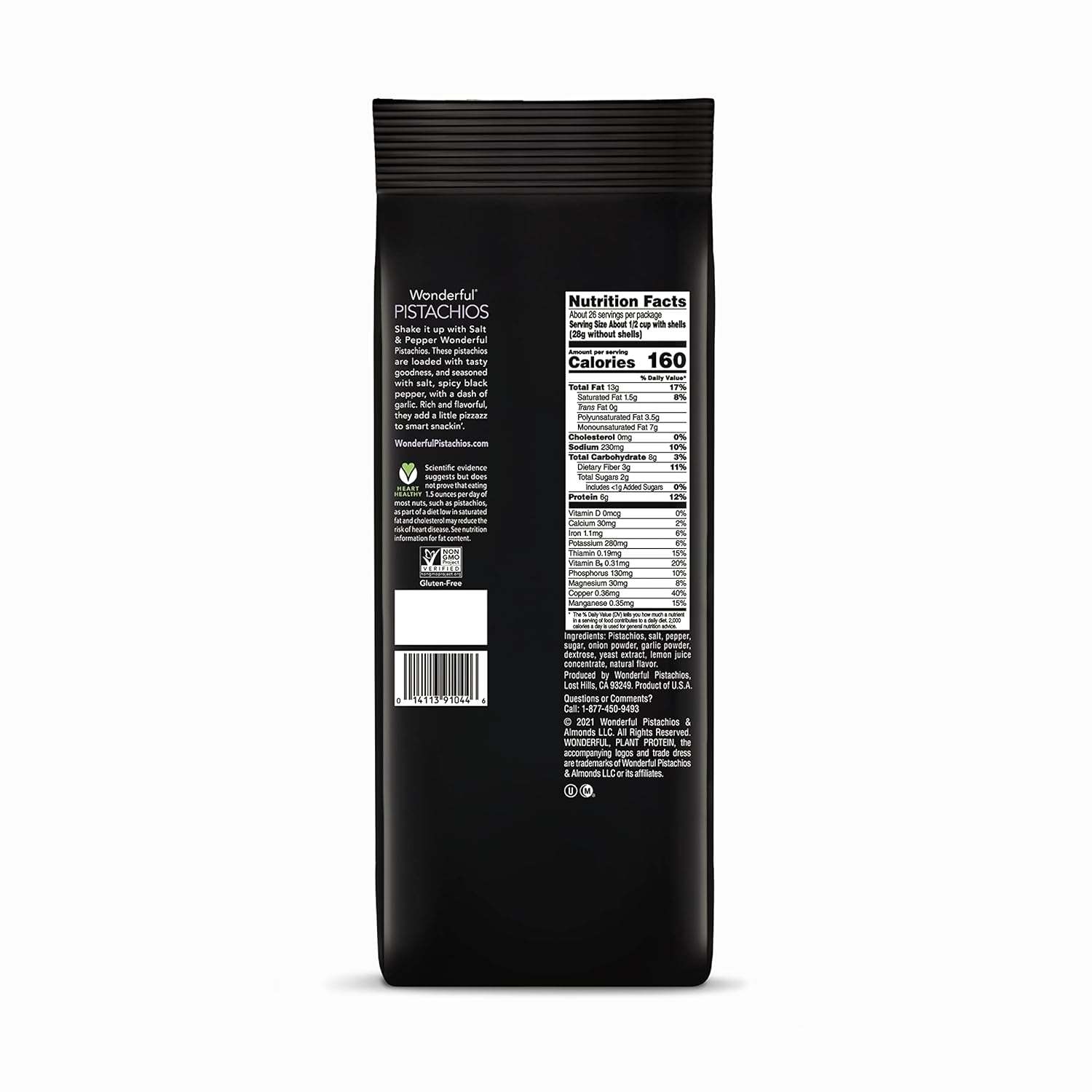 Wonderful Pistachios, In-Shell, Salt & Pepper Nuts, 48oz (Pack of 2)