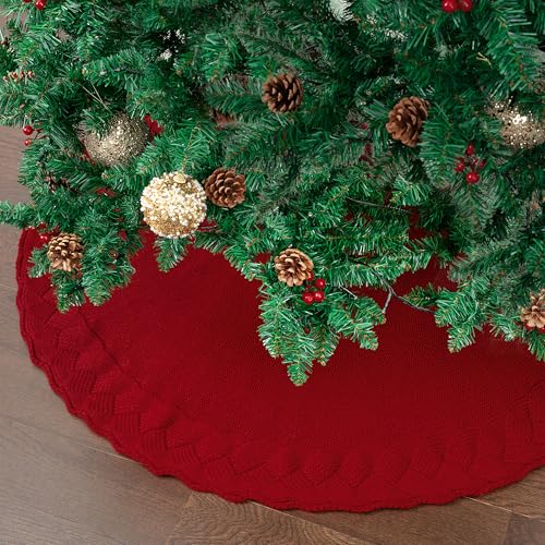 Mr. Pen- Christmas Tree Skirt 48 inches, Knitted Christmas Skirt Tree, Xmas Tree Skirt