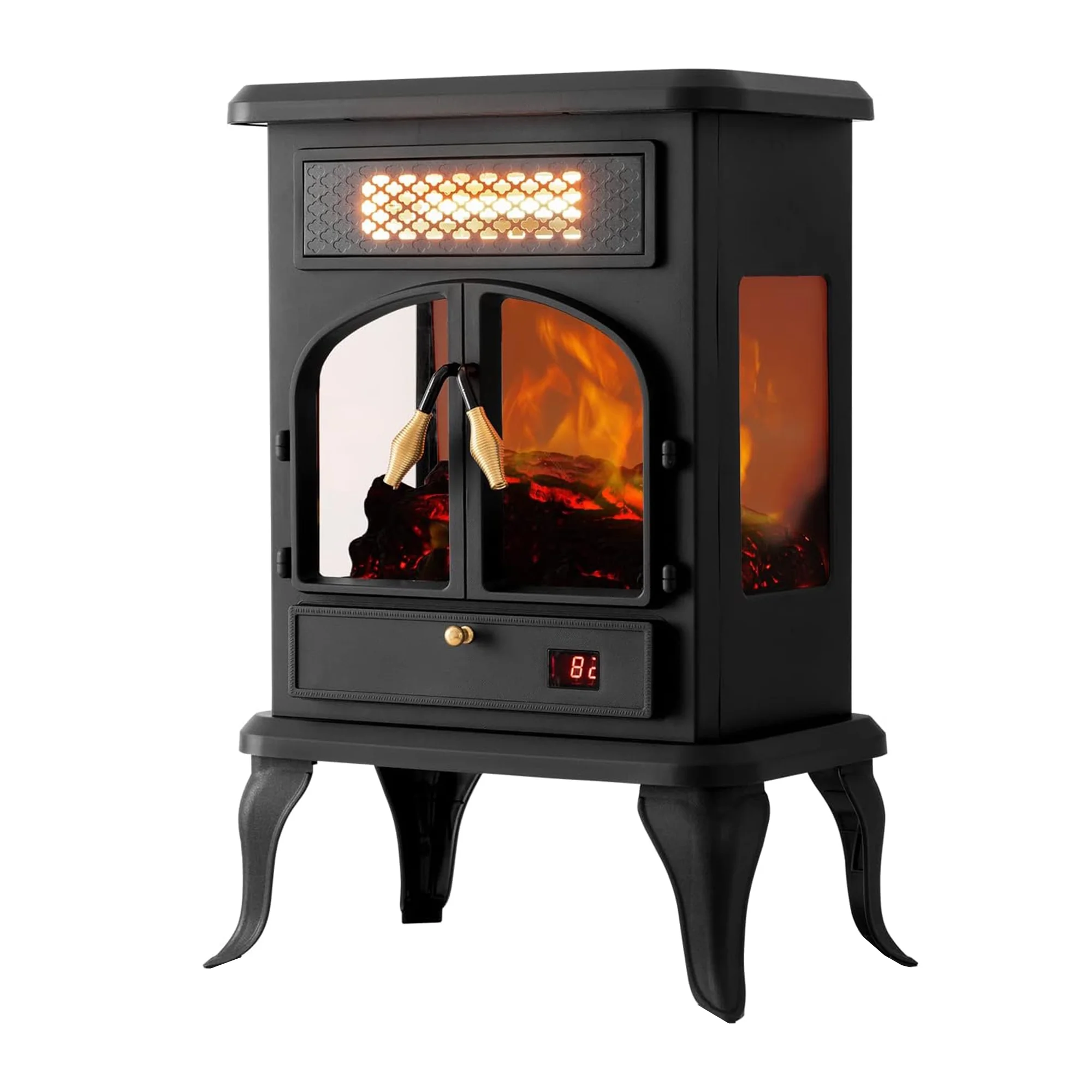 selectric Freestanding Portable Electric Fireplace Heater Stove w/ Remote