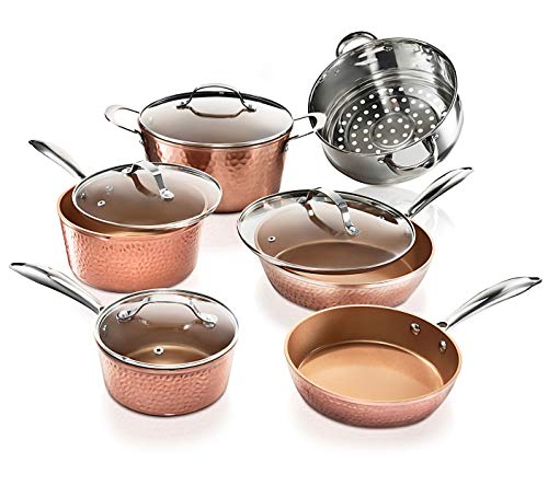 Gotham Steel Hammered Collection Pots, Pans and Frying Pan Set
