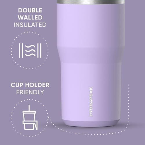 Hydrapeak Nomad 24 oz Tumbler with Handle and Straw Lid, Leakproof, Double Insulated, 24oz Cup Stainless Steel (Blush)