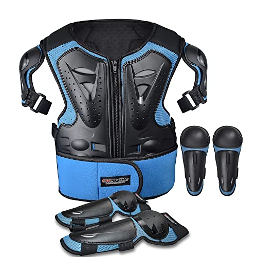 Kids Motorcycle Armor Suit Dirt Bike Gear Chest Protector Motocross for Kids Dirt Bike Chest Protective Gear with Elbow Knee Pads Guards for Cycling