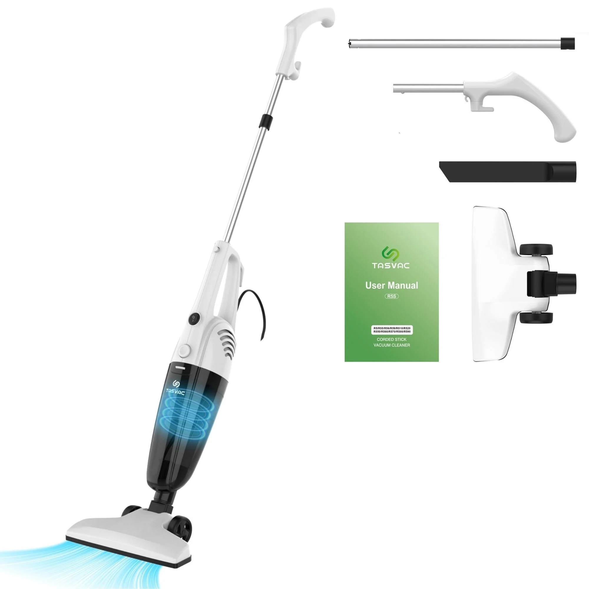 TASVAC R5S Corded Stick Vacuum Cleaner 18kPa Suction Lightweight 3-in-1 Handheld Vacuum for Hardwood Floor Pet Hair