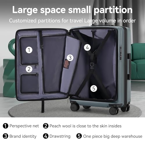 ROAMING Grace Expandable Carry On Luggage Airline Approved, 20 Inch Hardside Carry On Suitcase with Wheels, Travel Harshell Spinner Small Luggage with Tsa Lock, Jade cyan, 20-Inch Carry-On