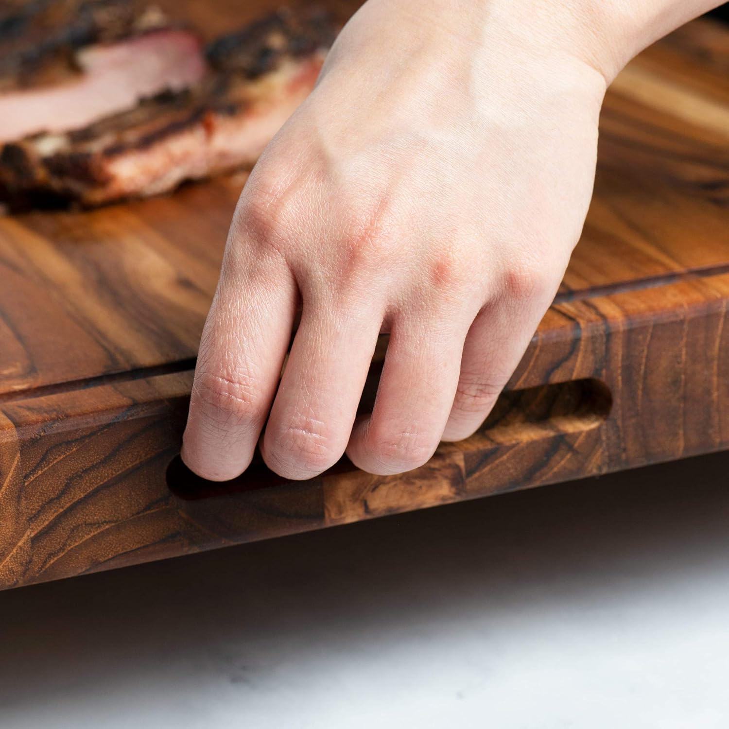 Terra Teak Large Wooden Cutting Board with Juice Groove, 24 x 18 x 1.5 Inch, Brazilian Teak Wood