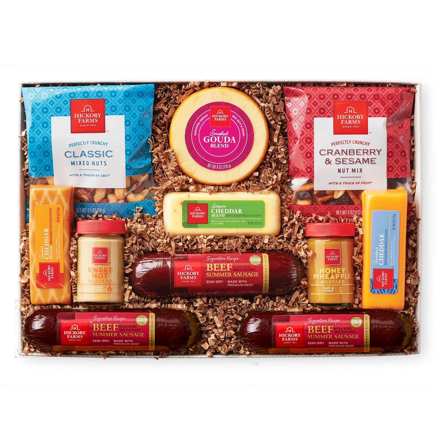Hickory Farms Beef Summer Sausage & Cheese Large Gift Box | Gourmet Food Gift | Charcuterie | Fathers Day Gift | Perfect For Birthday, Congratulations, Sympathy, Food Care Packages, Retirement, Thinking of You, Corporate Gift