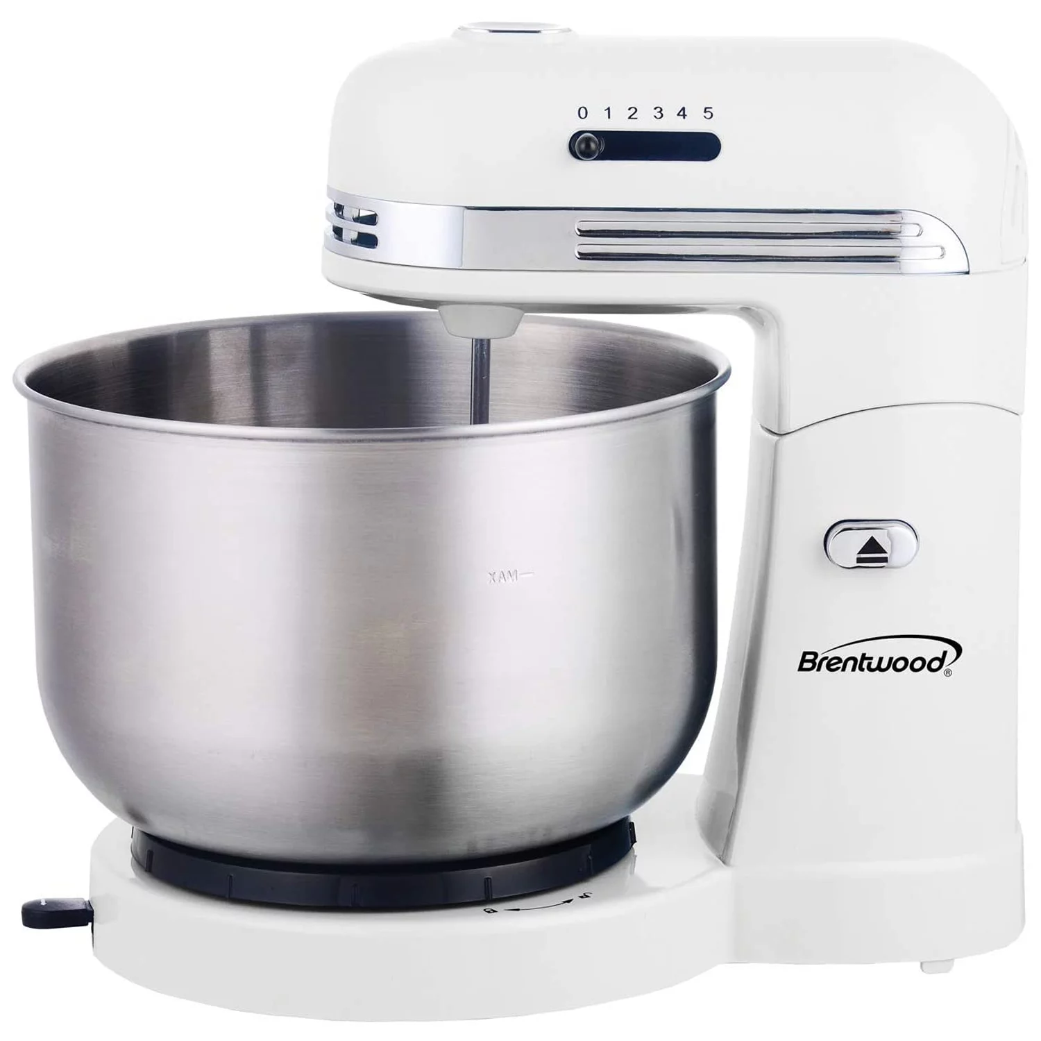 Brentwood SM-1162W 5-Speed Stand Mixer with 3.5 Qt Stainless Steel Mixing Bowl, White