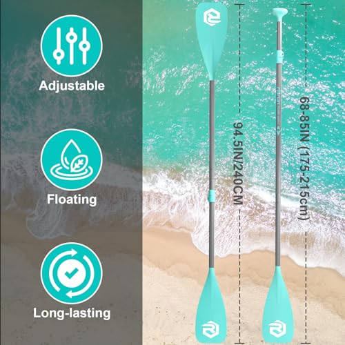 SUP Paddle - Paddle Board Paddle 4 Piece Stand Up Paddleboard Paddles Lightweight Floating Kayak Paddle - Light Blue - Lake Green - Light Green