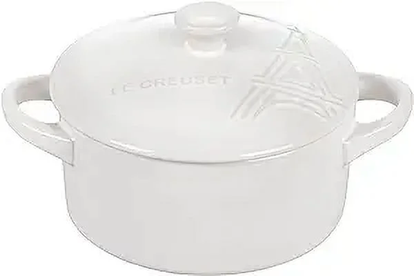 Le Creuset Stoneware 8 Ounce Eiffel Tower Mini Round Cocotte White