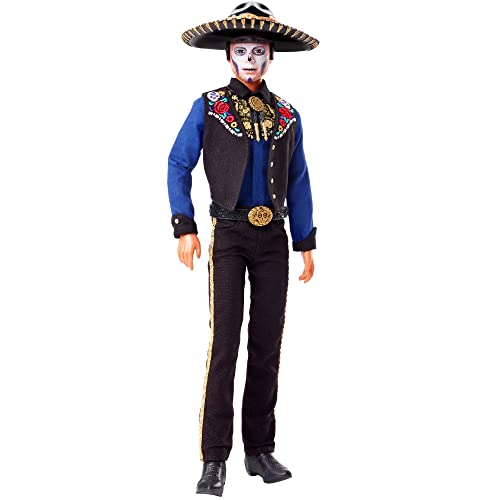Barbie Signature Fashion Doll, 2022 Día De Muertos Ken Collectible Wearing Shirt, Vest & Sombrero with Calavera Face Paint