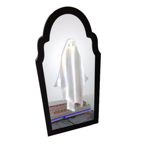 Halloween Decorations Indoor Holographic Ghost Mirror - 3D Holographic Wall Decor, Creative Gift for Halloween Party, Spooky Nightlight Decor, Must-Have Holiday (White Light, 13.8