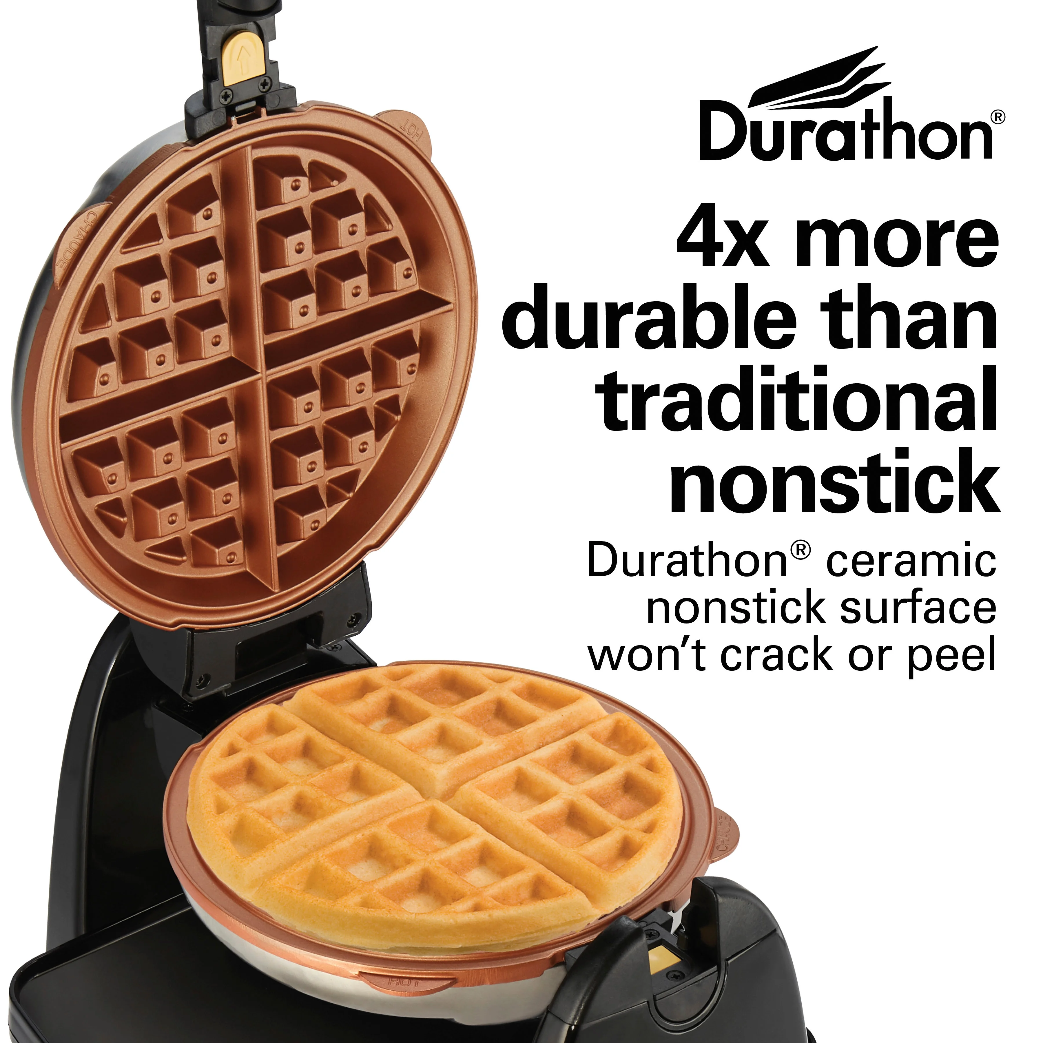 Hamilton Beach Flip Belgian Waffle Maker with Removable Durathon Non-Stick Plates, Black, 26133