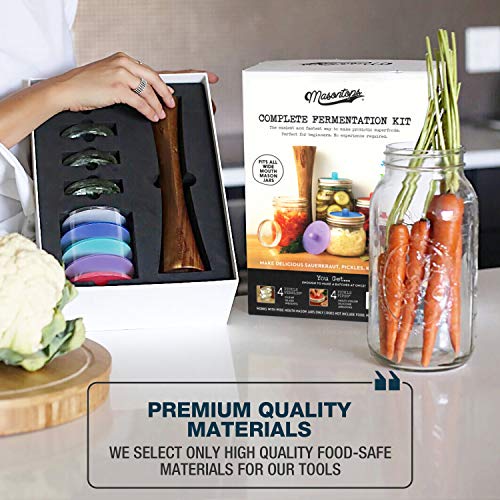 Masontops Fermentation Jar Starter Set, Easy Vegetable Fermentation Kit, Includes Mason Jar, Pickle Kit with Fermentation Lids & Fermentation Weight