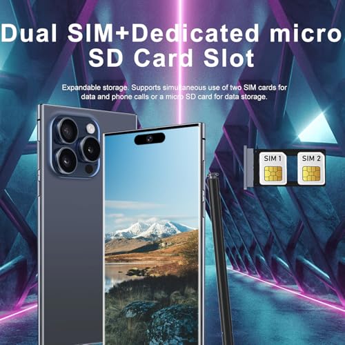 Unlocked Cell Phones Smartphones 5G Phone Android 13 Mobile Phones 8GB+256GB/7 Display/48MP+108MP Camera/6800 mAh/Dual SIM/Build-in Pen (White)