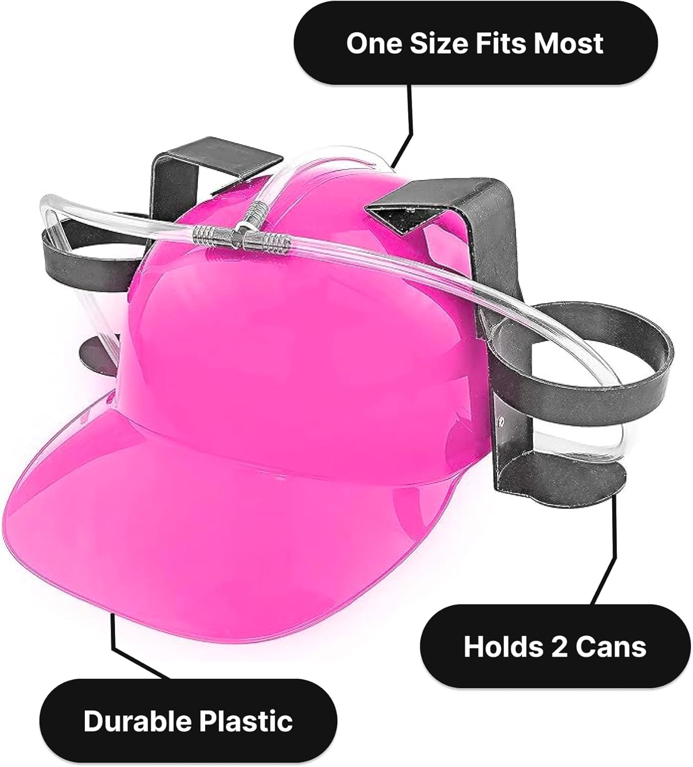 Fairly Odd Novelties Beer Soda Guzzler Helmet Drinking Party Hat, Pink