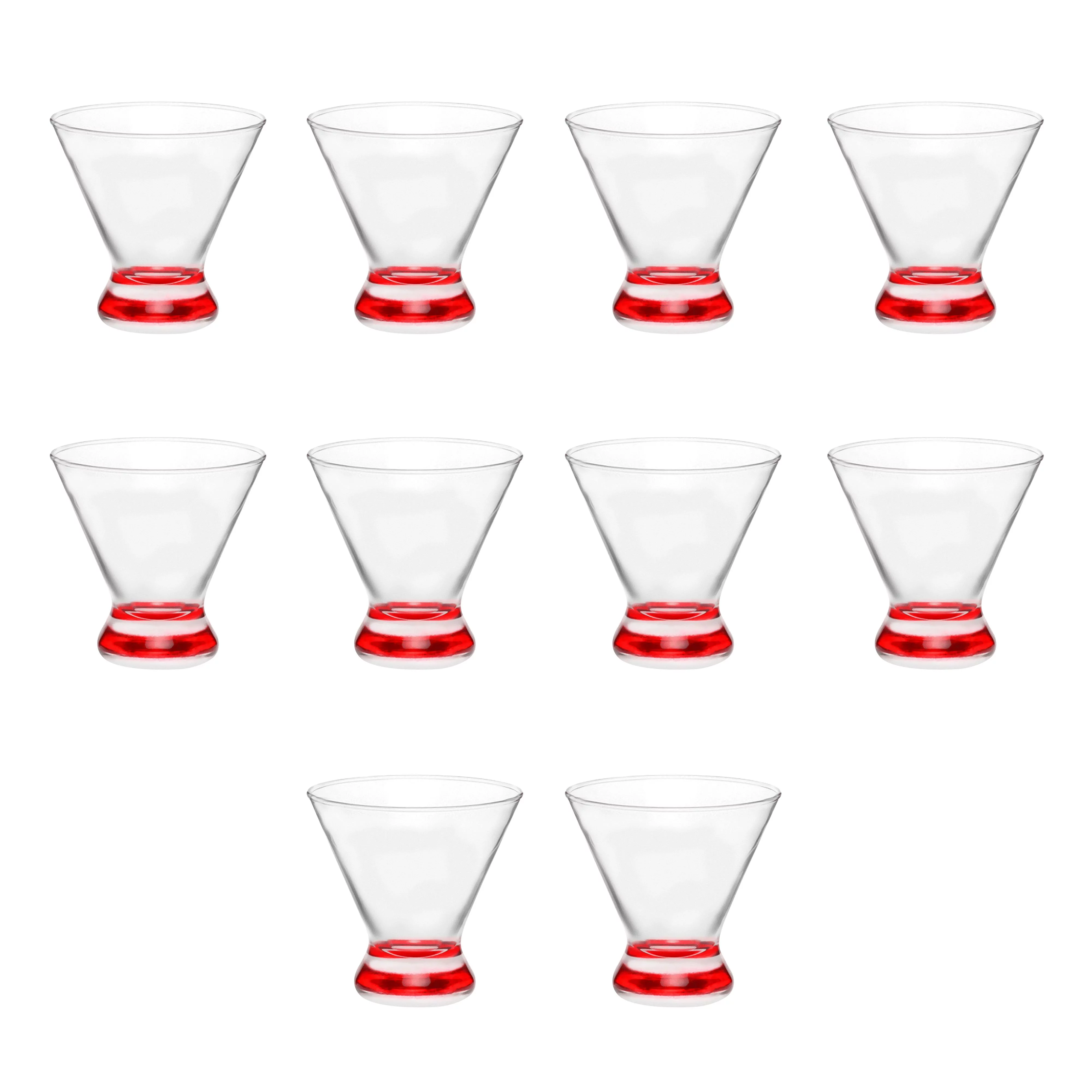 Libbey Martini Glasses 8.25 oz. Set of 10, Bulk Pack - Great for Cocktails, Wedding Favors, Party Favors, Events - Red