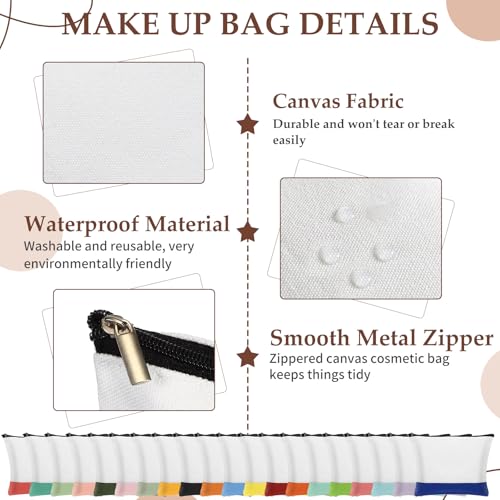 Sanwuta 20 Pcs Large Blank Canvas Tote Bags and Makeup Bags Blank Reusable Grocery Luggage Canvas Tote with Handles(10 Airy Pastel Pack)