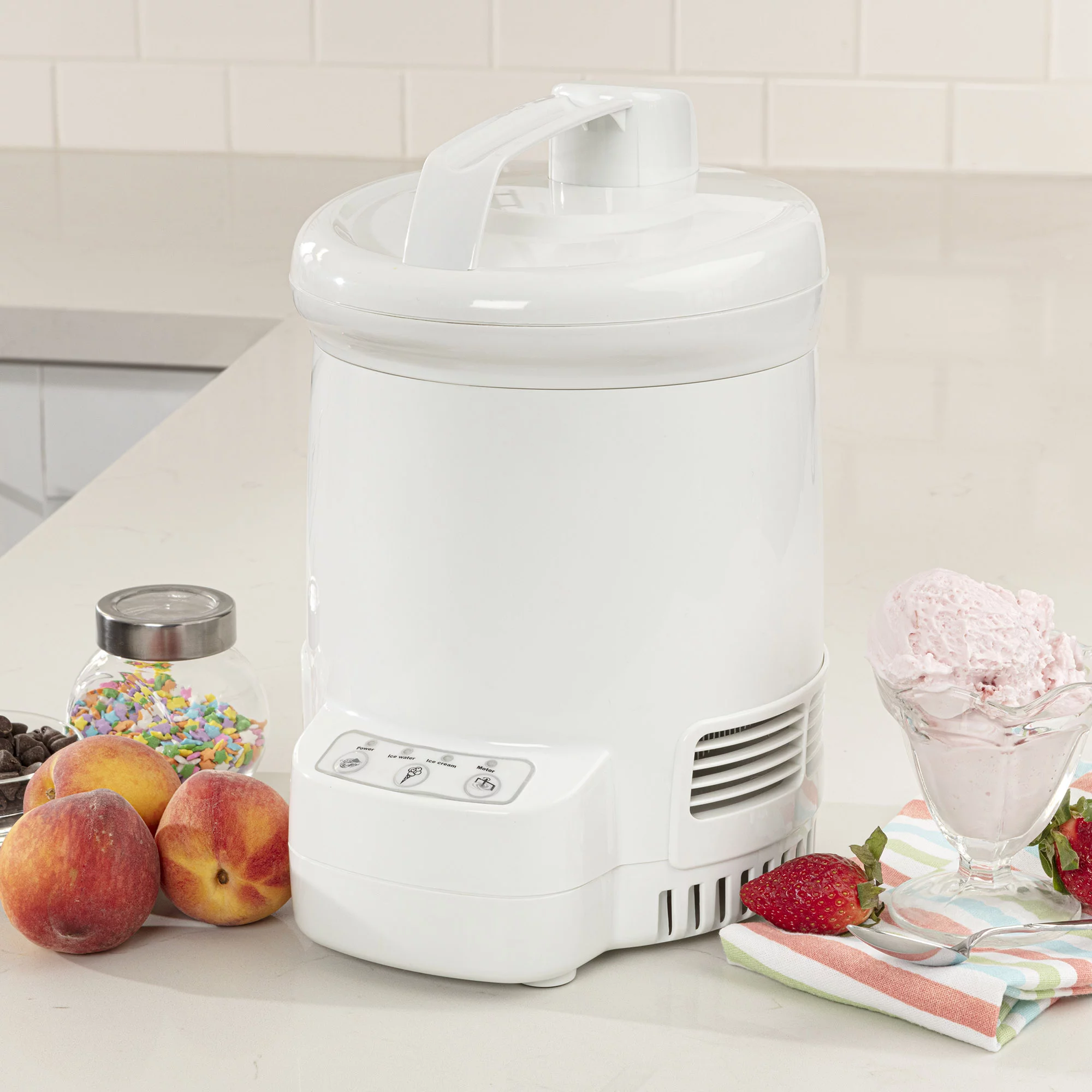 Total Chef Ice Cream Factory Automatic Ice Cream Maker 1.2Liter White