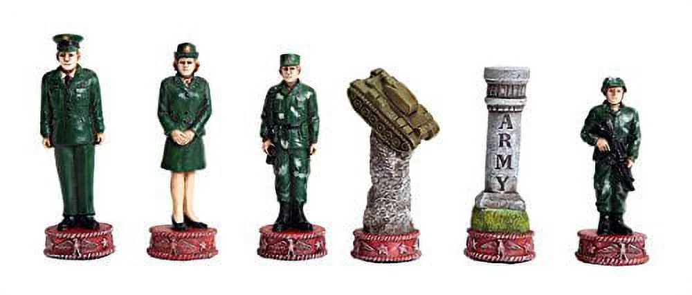 US Army vs Navy Military Chess Set Hand Painted with Glass Board