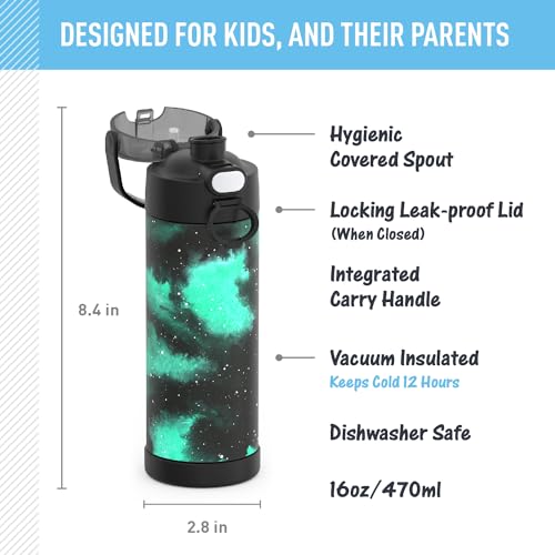 THERMOS FUNTAINER 16 Ounce Stainless Steel Vacuum Insulated Bottle with Wide Spout Lid, Apricot