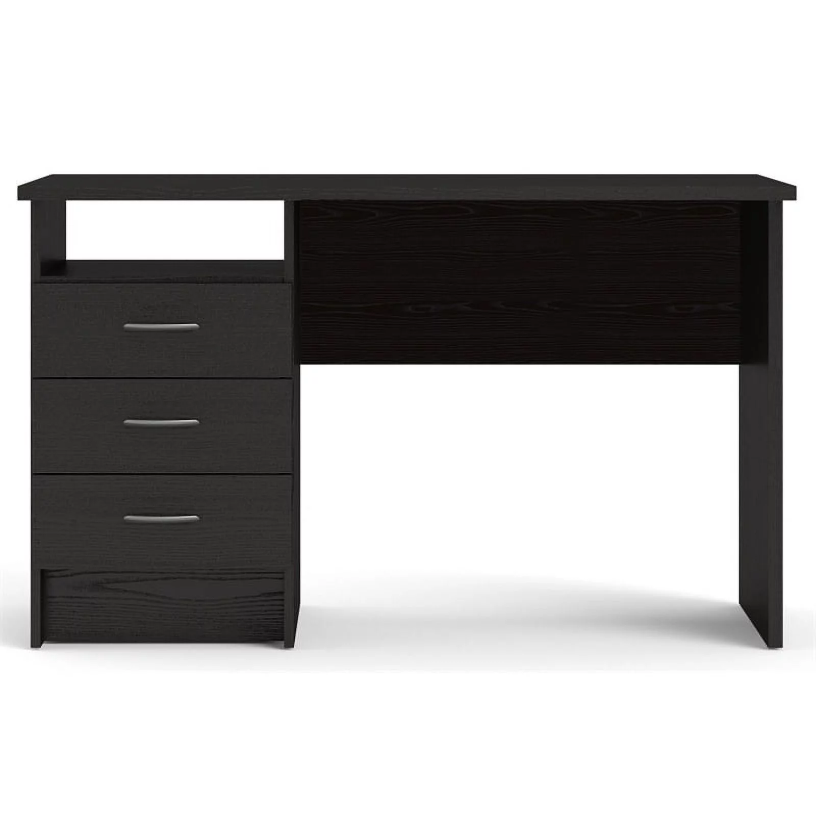Pemberly Row Contemporary Engineered Wood Desk with 3 Drawers in Black