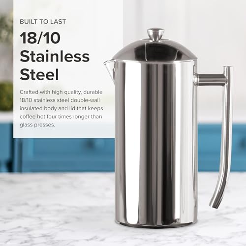 Frieling Double-Walled Stainless-Steel French Press Coffee Maker in Frustration Free Packaging, Polished, 17 Ounces