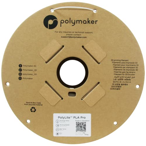 Polymaker PLA PRO Filament 1.75mm 1kg, Tough & High Rigidity White 3D Printing Filament, PolyLite PLA PRO 3D Printer Filament 1.75mm, Print with Most 3D Printers