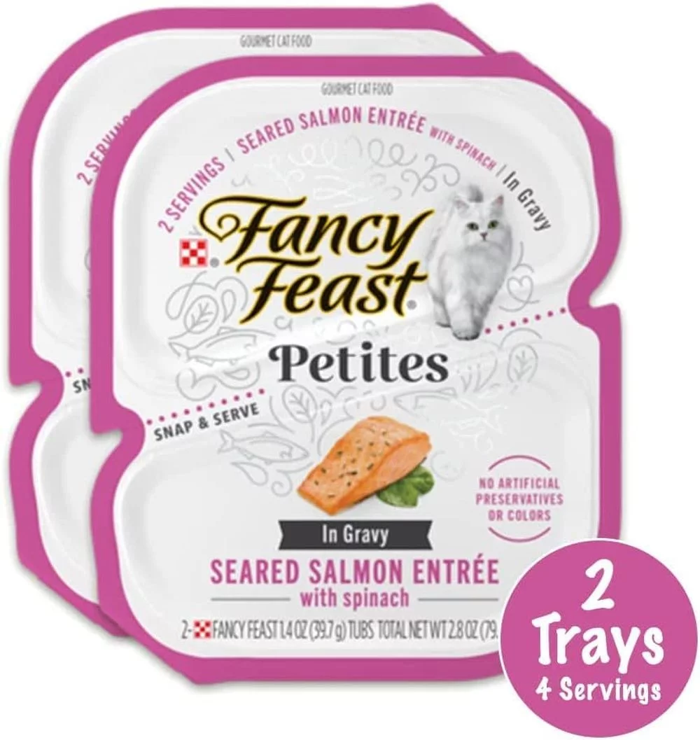 Fancy Feast Petites in Gravy Wet Cat Food Chicken Turkey Beef Salmon and Whitefish Variety Pack 20 Servings
