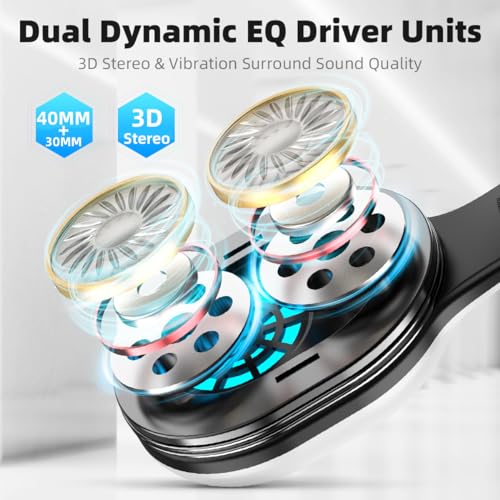 Wireless Gaming Headset for Playstation 5, 3D Stereo Sound, Bass Feedback, 2.4GHz/Bluetooth, Detachable Mic, Ultra-Low Latency,White Headphones for PS5, PS4, PC