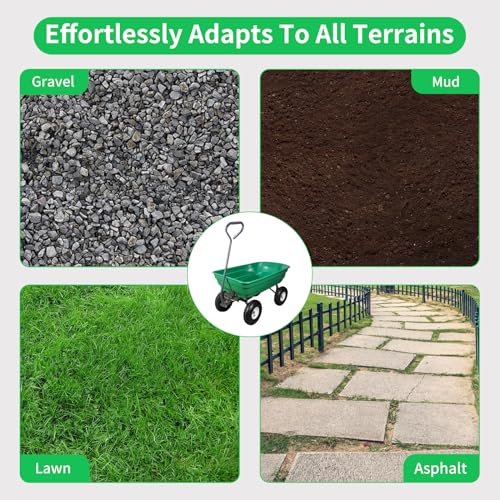 AAIN 600 Lbs Poly Garden Dump Cart,Camping Beach Wagon with 180° Rotating Handle and 10