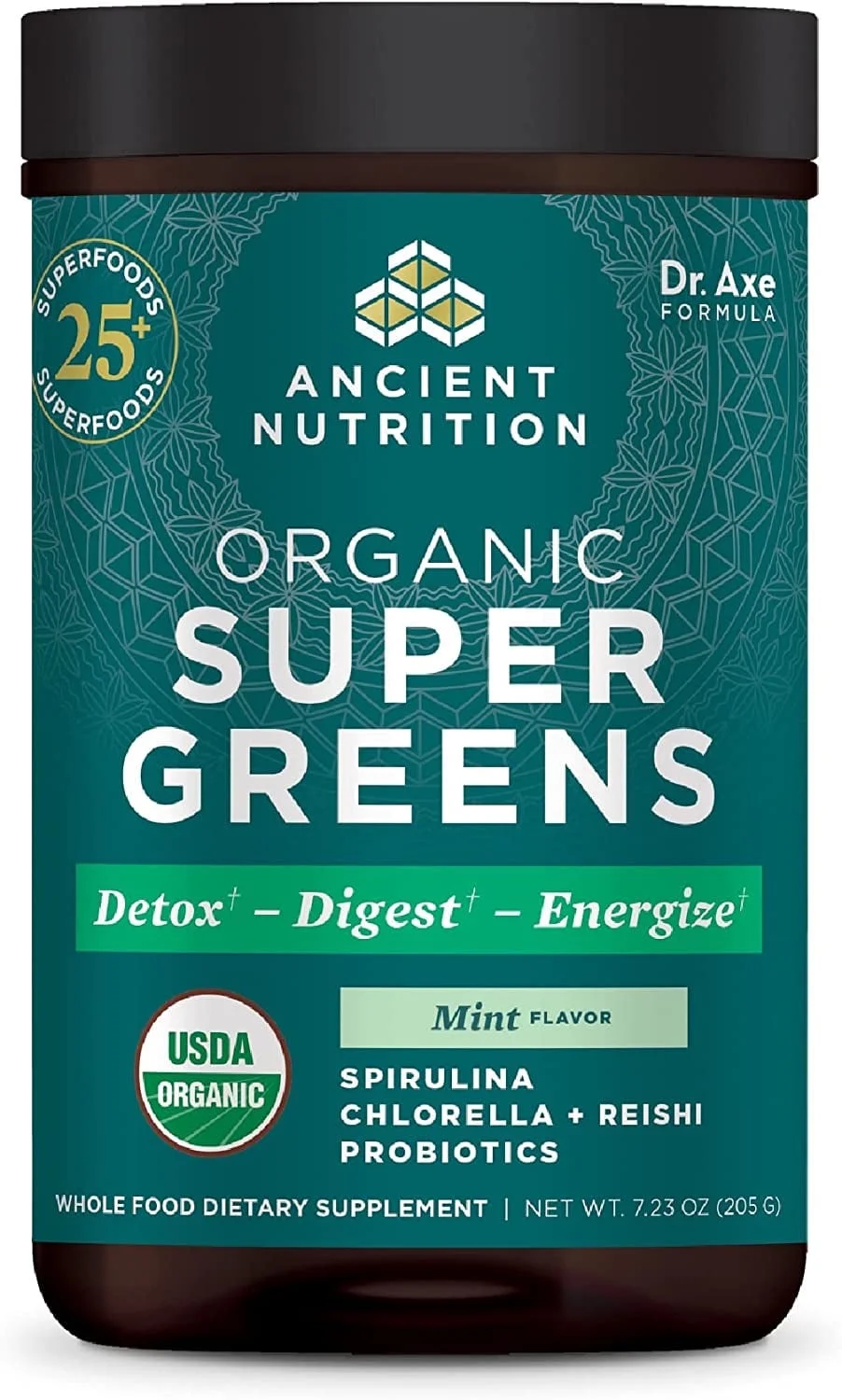 Ancient Nutrition, Organic Super Greens, Mint, 7.23 oz