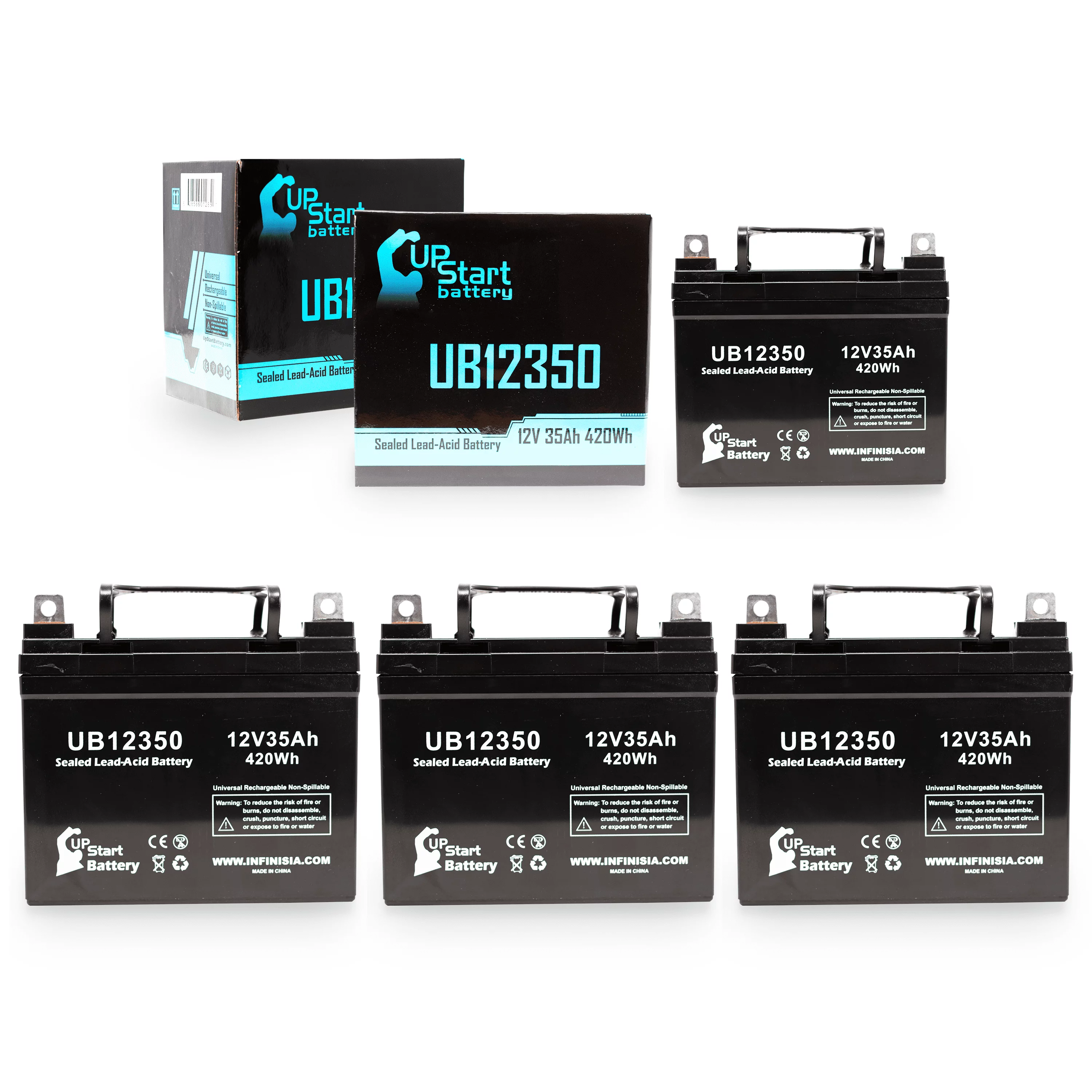 4x Pack - Compatible ELS BLH Battery - Replacement UB12350 Universal Sealed Lead Acid Battery (12V, 35Ah, 35000mAh, L1 Terminal, AGM, SLA)