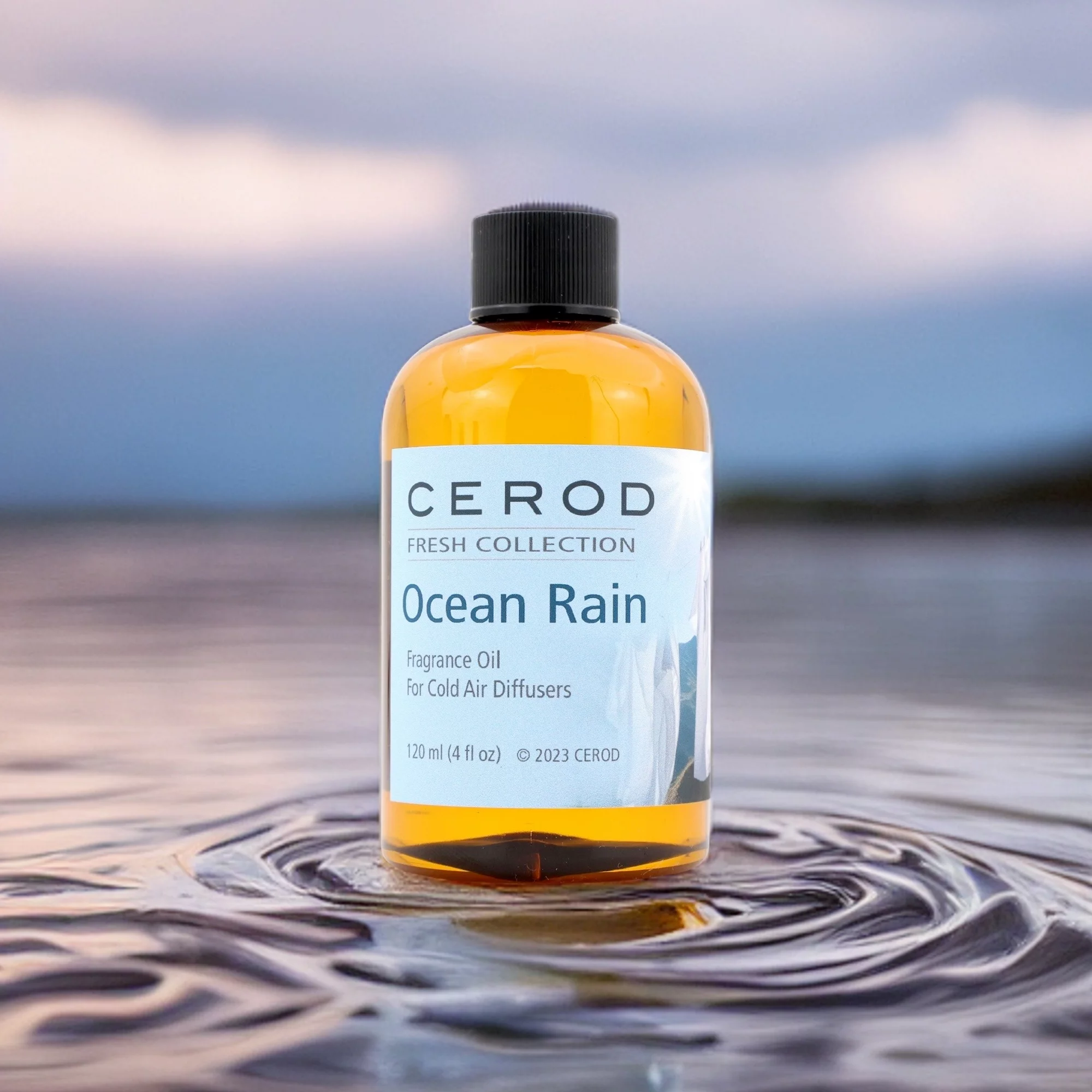 CEROD – Fresh Collection - Ocean Rain Fragrance Oil for Cold Air Diffusers - Aromatherapy Essential Oil Scents - Crisp notes, Sea Salt, Orange, Rose - 4 oz. (120ml)