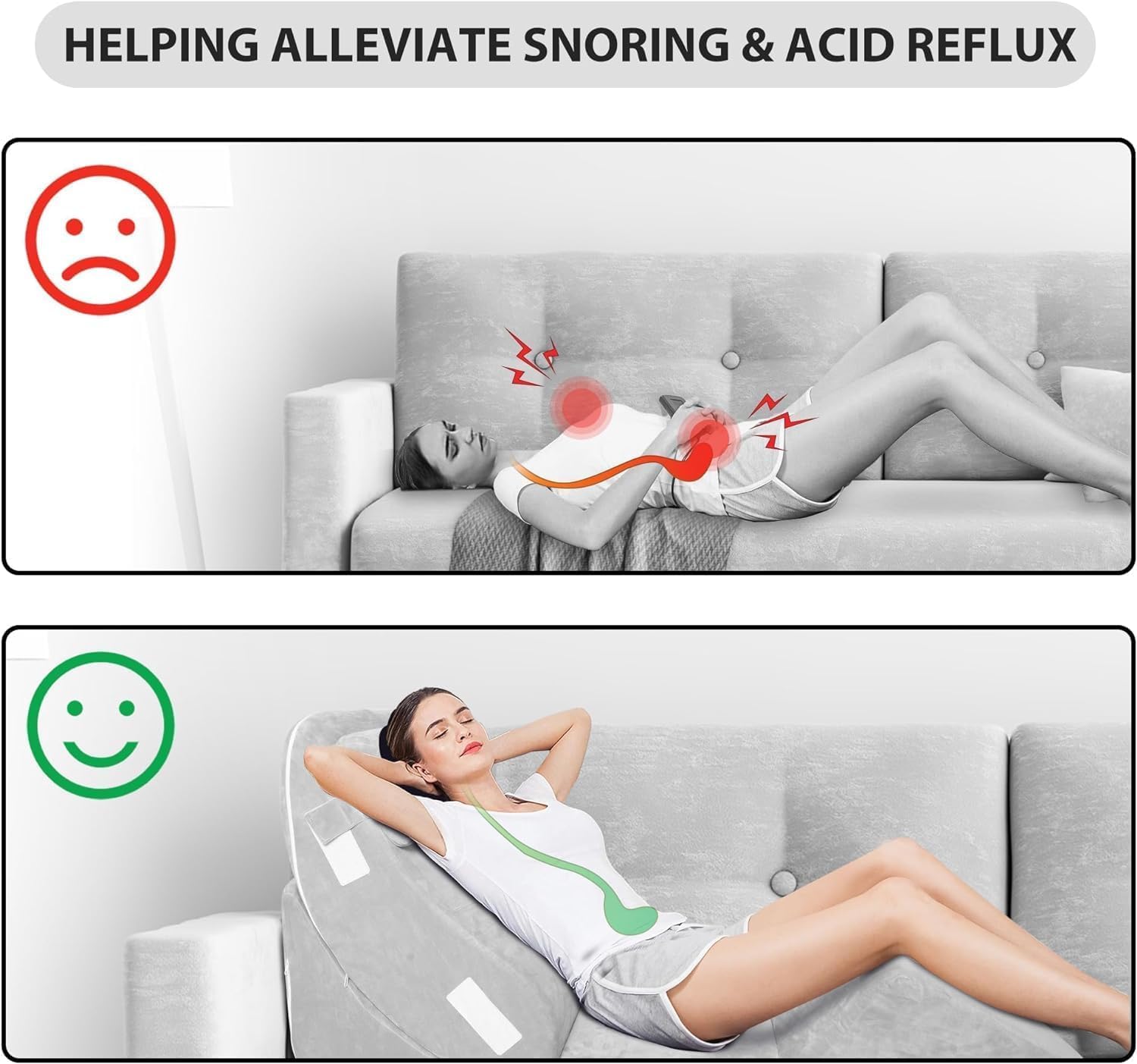 Orthopedic Bed Wedge Pillow Set - 6 Piece Foam Support System for Post-Surgery Recovery and Pain Relief: Neck, Leg, and Back Support for Sleeping, Acid Reflux, GERD - Adjustable and Comfortable