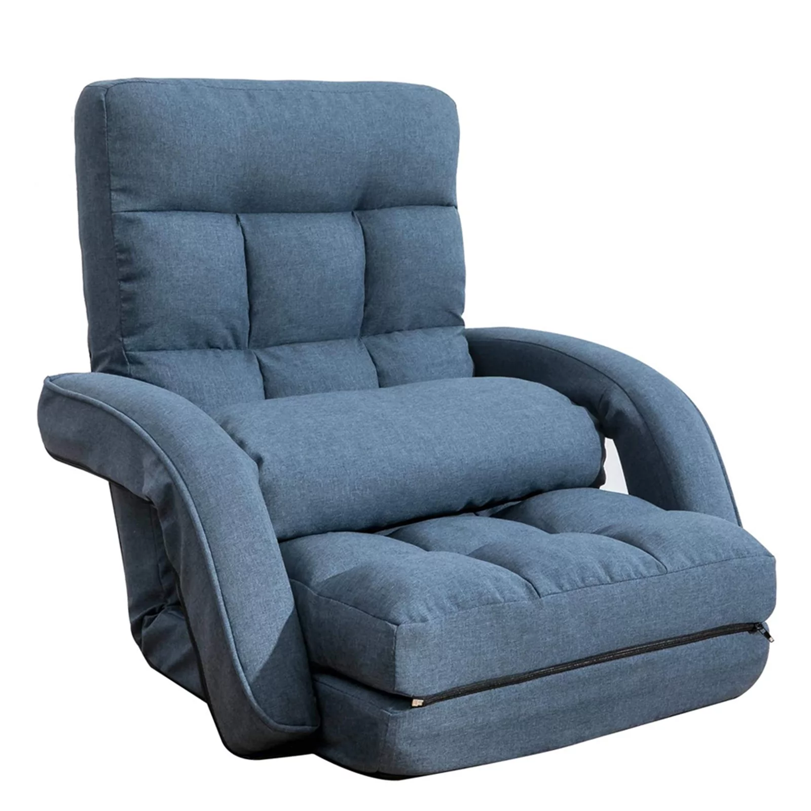 FLOGUOR 42-Position Adjustable Floor Chair, Chaise Lounge Indoor, Folding Lazy Sofa with Armrests and a Pillow Padded Adults Gaming Chairs for Living Room, Bedroom Factory Price (Blue) 8803BL
