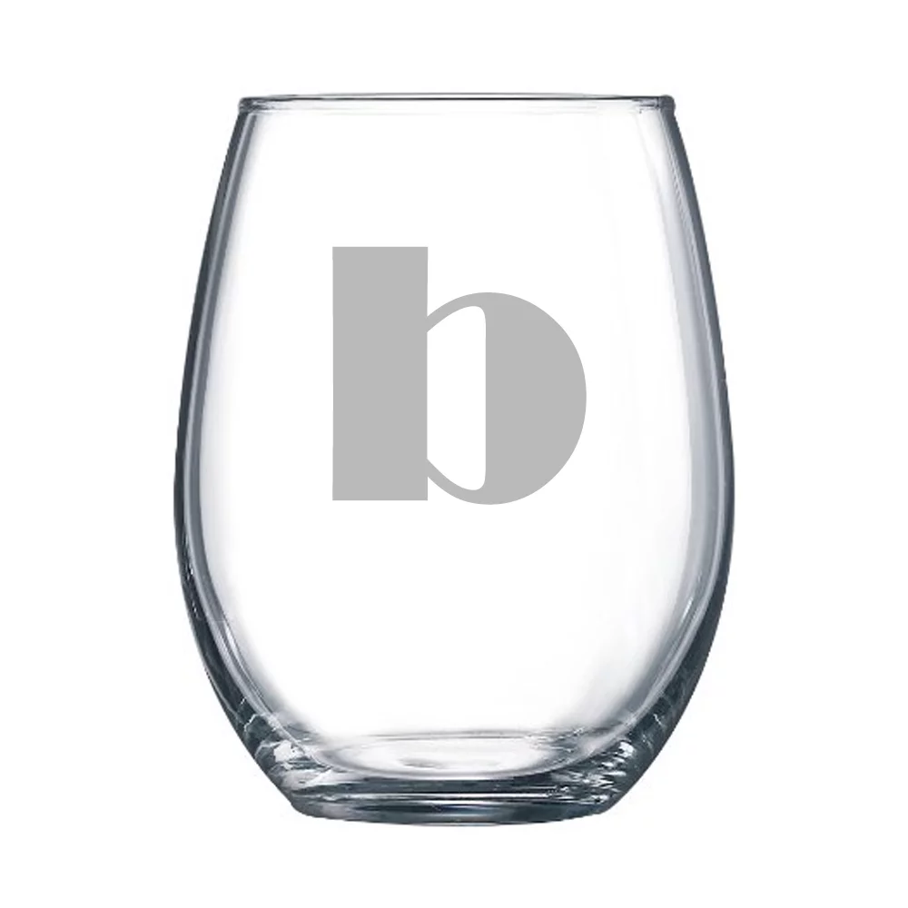4-pc Broadway Personalized 15 oz Stemless Wine Glass, Letter T