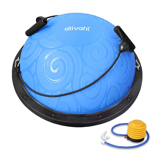 Ativafit Balance Ball Half Exercise Ball Balance Trainer Inflatable Yoga Ball for Home Gym Workouts Core Strength Fitness Half Ball with Resistance Bands, Pump, Support to 660 lbs