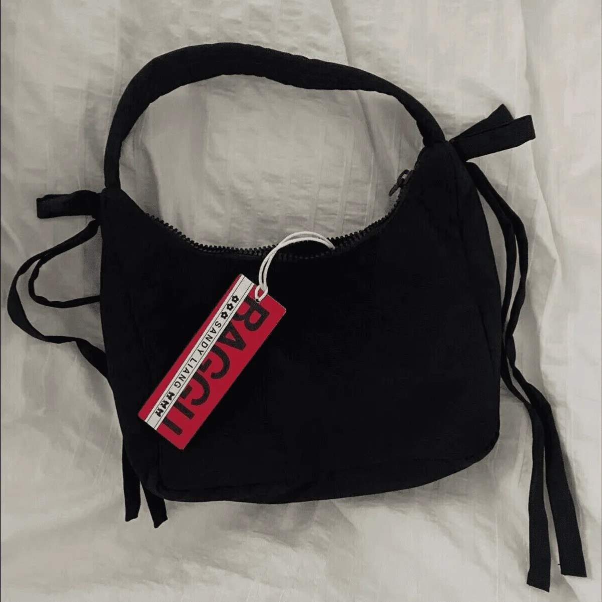 BAGGU x Sandy Liang Mini Bow Women's Designer Bags Nylon Handbag-BLACK