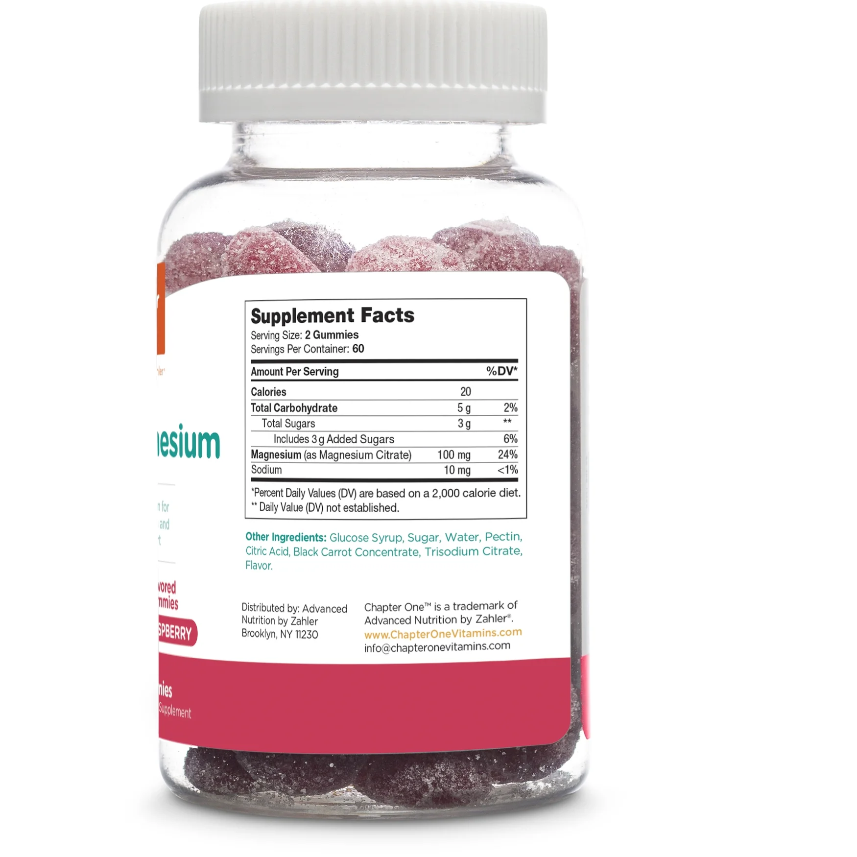 Chapter One Magnesium Gummies, Calm Kids Magnesium Citrate 100mg, Kosher, Raspberry Flavor, 120 Gummies