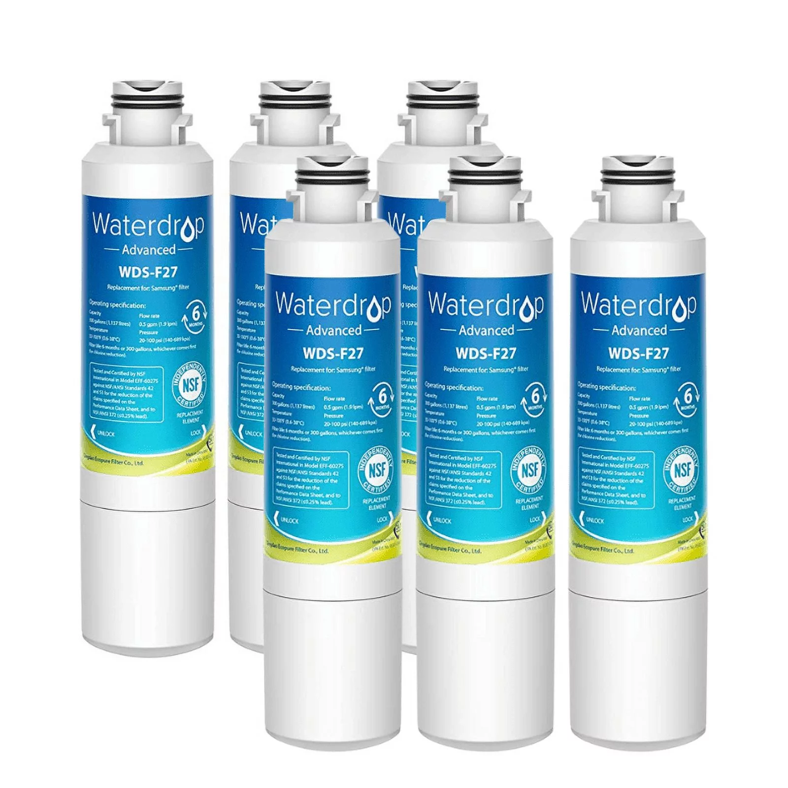 Waterdrop DA29-00020B Refrigerator Water Filter Replacement for Samsung  DA29-00020B, Haf-Cin/Exp, RF4267HARS, RF28HMEDBSR, RF28HFEDBSR(6 pack)