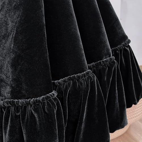 60-Inch Ruffled Velvet Christmas Tree Skirt with Foam Padding, Nylon Backing and Lace-Up Tie Closure, Burgundy