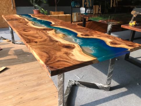 Custom Made Live Edge with River Wave Look Table Epoxy Dining Table Coffee Table End Table Bar Counter Top Living Room Table Wall Art Wooden Table (16.5