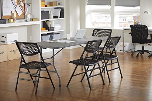 COSCO Molded Folding Banquet Table w/Handle, 6ft, Black