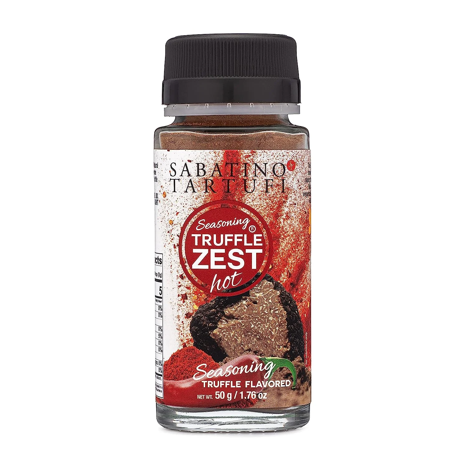 Sabatino Tartufi Truffle Zest Seasoning Hot, The Original All Purpose Gourmet Truffle Powder, Plant Based, Vegan and Vegetarian Friendly, Low Carb, 1.76 oz Truffle Zest Hot Seasoning
