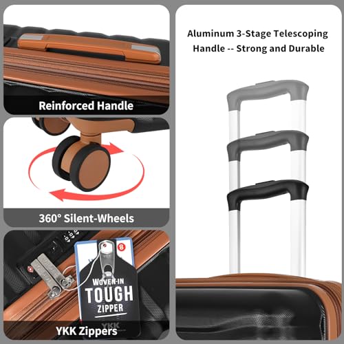 Lightweight Luggage with Spinner Wheels & YKK Zipper, 3-Piece Travel Suitcase ABS+PC Hardshell Luggage Set with TSA Lock, Light Avocado Green (20+24+28 inch)