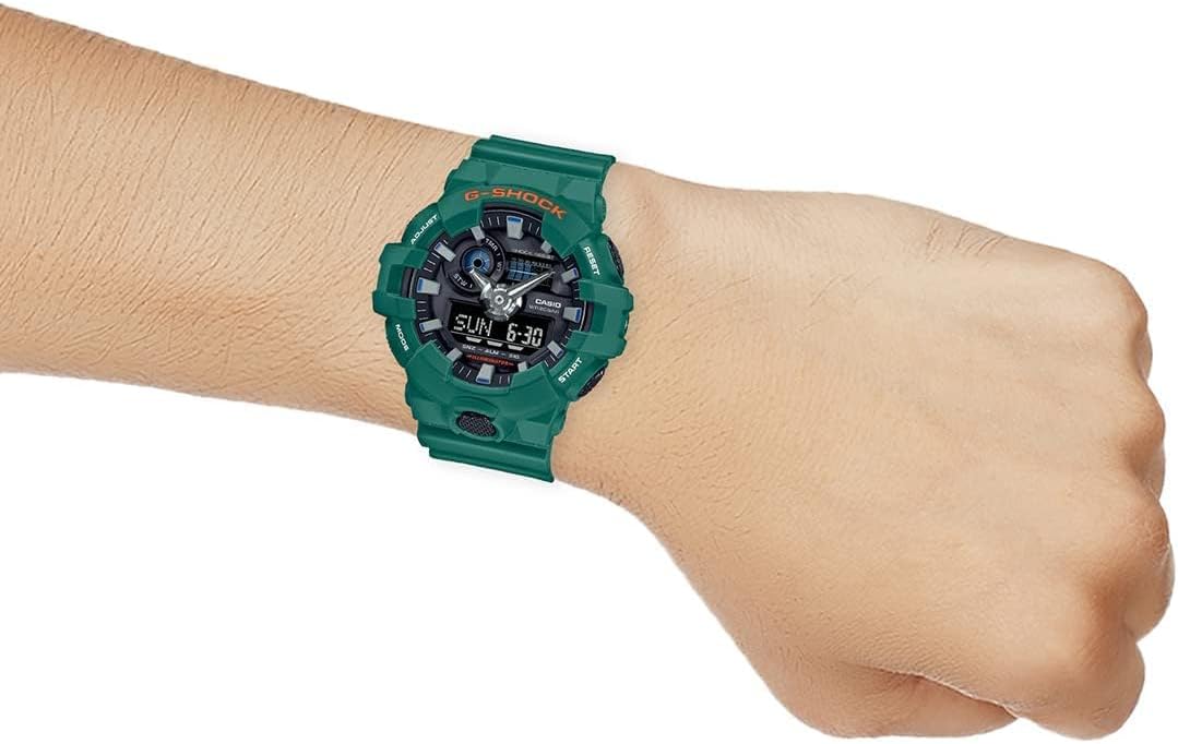 Casio Men's Watch G-shock Digital Analog Camouflage Resin Band, Green, strap